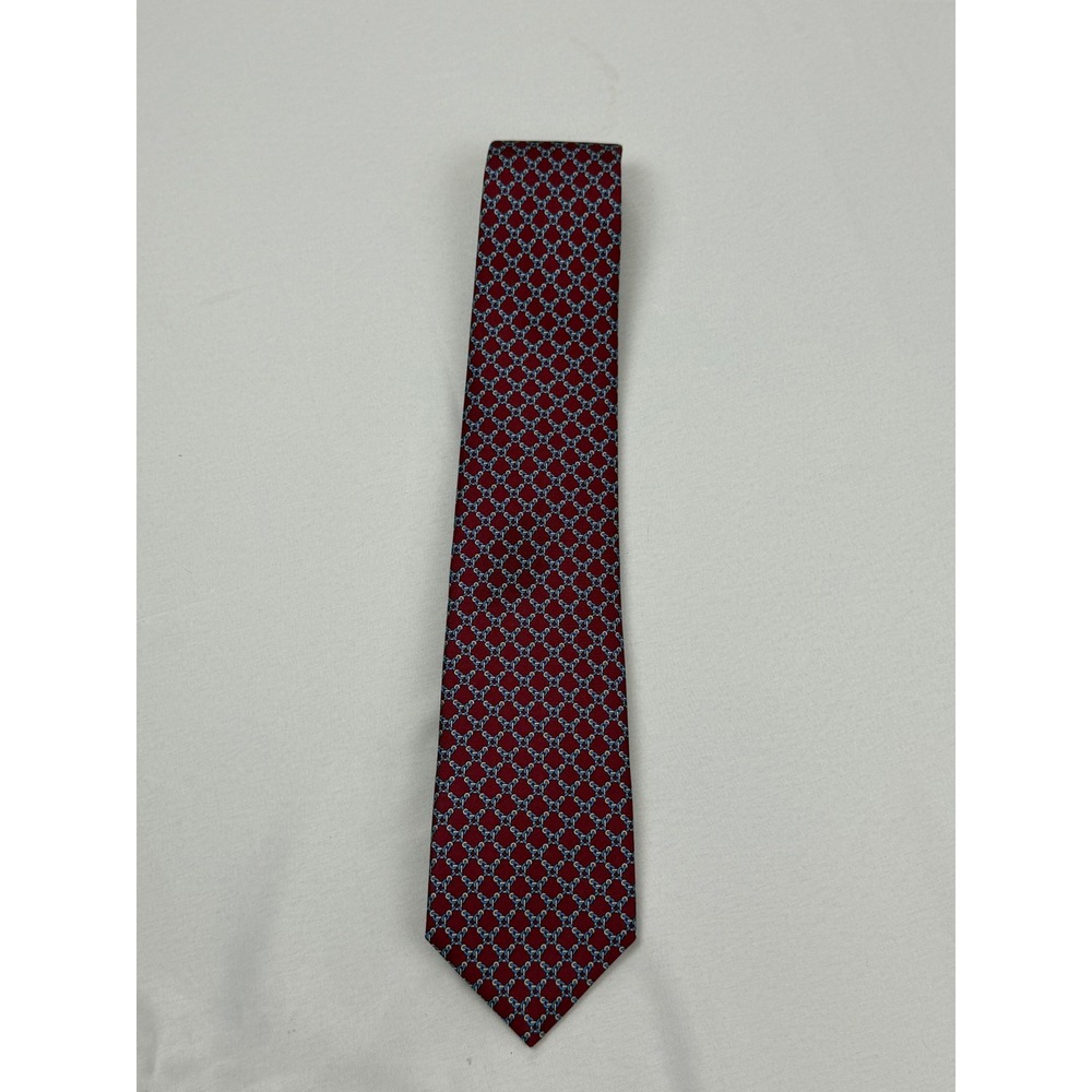 Brooks Brothers Tie Mens 59 x 3.25 Burgundy Blue Chain Link Silk Italian Fabric
